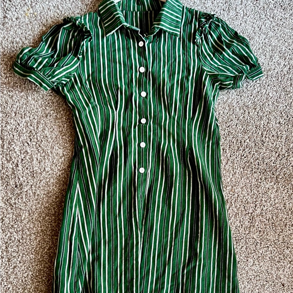 SHEIN Green Striped Mini Dress
